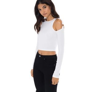 EMMA & SAM CUT OUT SHOULDER WITH O-RING LONG SLEEVE TEE